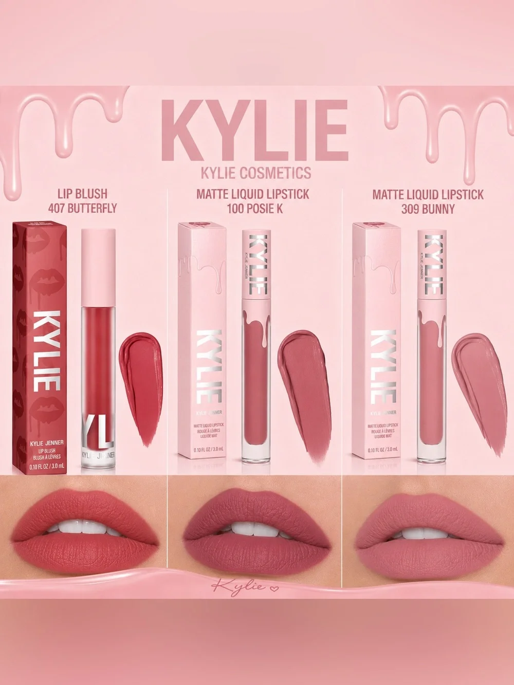 Kylie Cosmetics Lip Trio • Lip Blush & 2 Matte Liquid Lipsticks • New in Box
